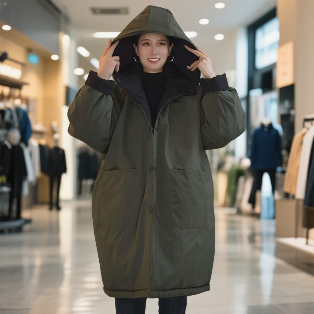 【芳姐家】2025年冬季新款中长款棉服女两面穿