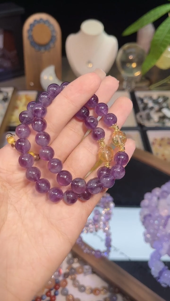 未镶嵌手串水晶单圈紫兔毛