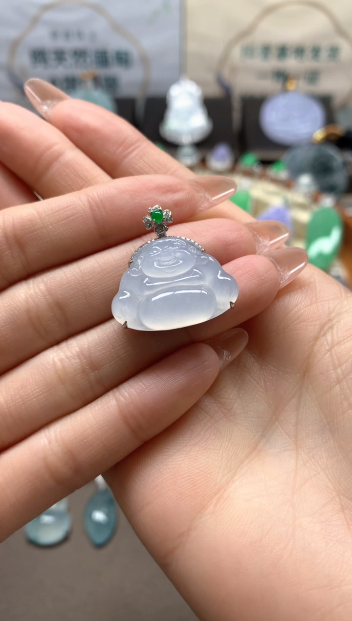 【闪购商品】翡翠吊坠(不含链)18K金镶嵌挂件