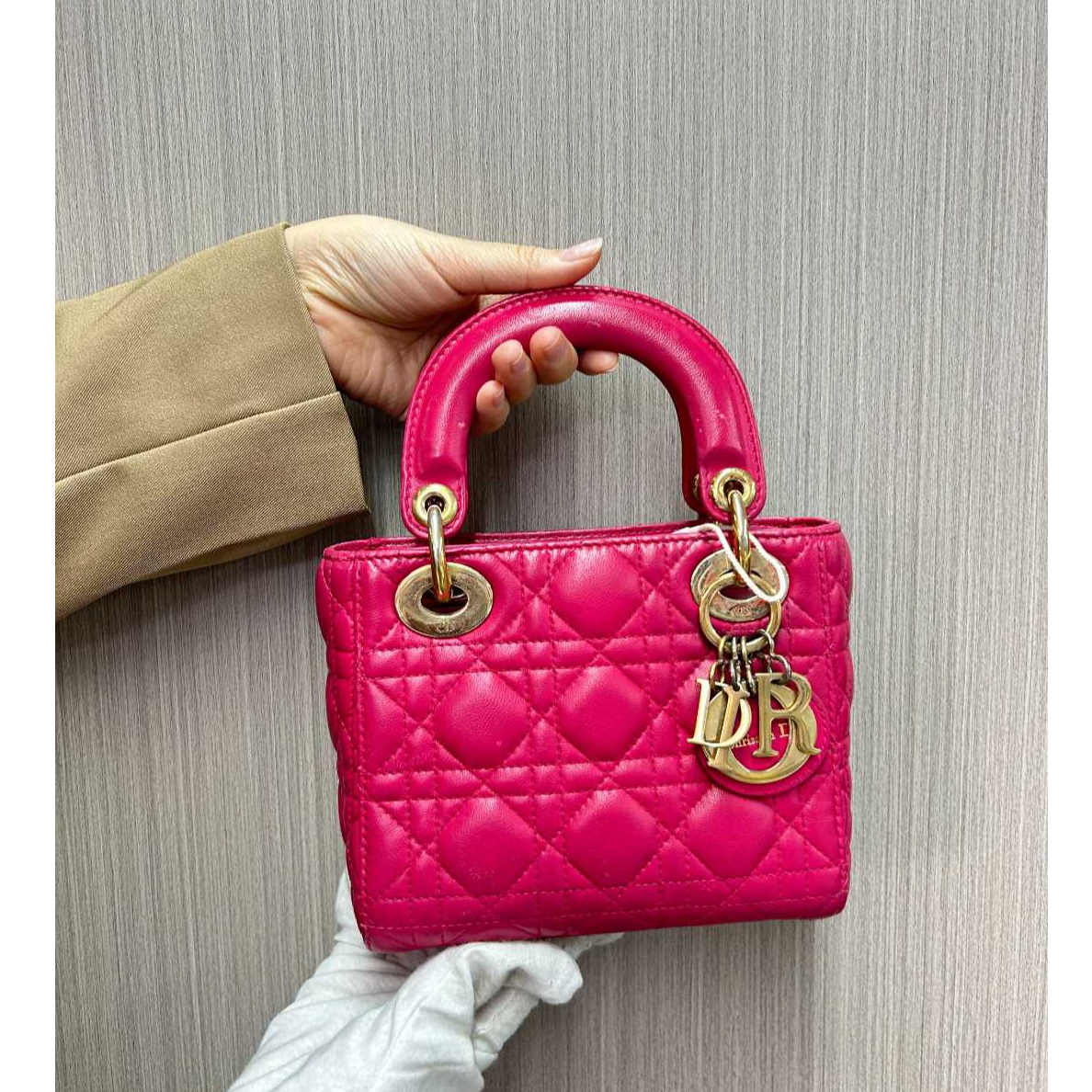 95新 DIOR/迪奥 玫红三格戴妃/云海优选/H06691