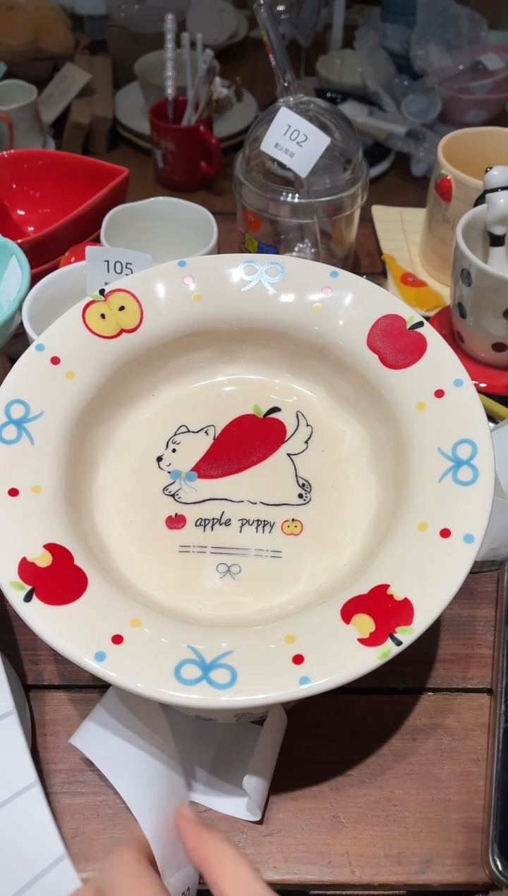 瓷122红色苹果西高地草帽盘