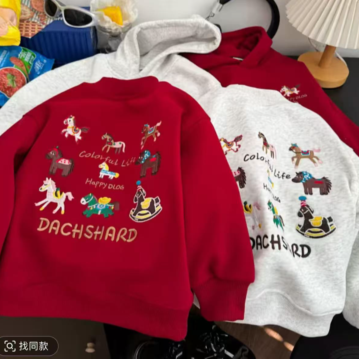 超级爆！新年款高品质刺绣小马加厚绒羊羔绒卫衣