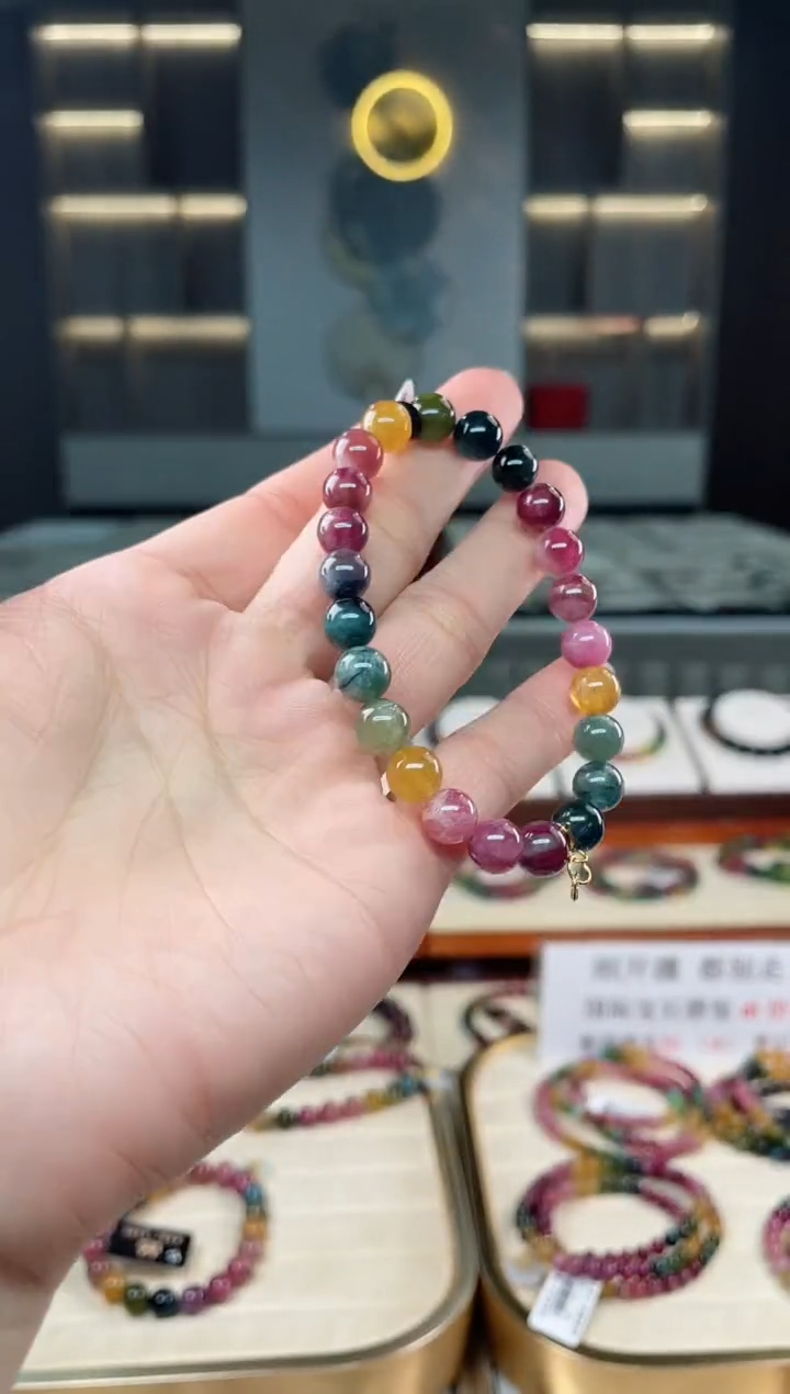 未镶嵌老矿碧玺单圈手串8mm+碧玺（多样性发一条）T
