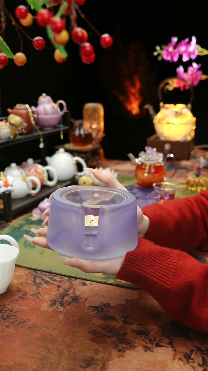 【闪购商品】紫色水晶琉璃蜡烛温茶台