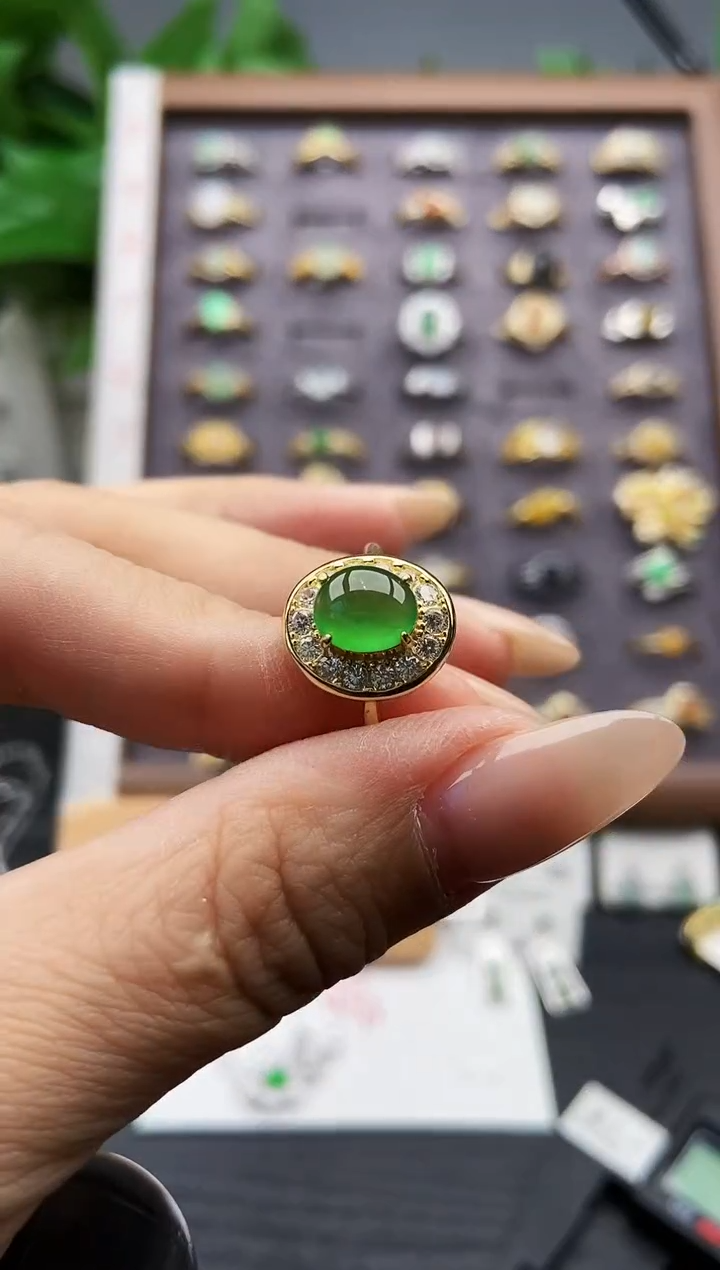 银S925镶嵌戒指翡翠琳*酱12