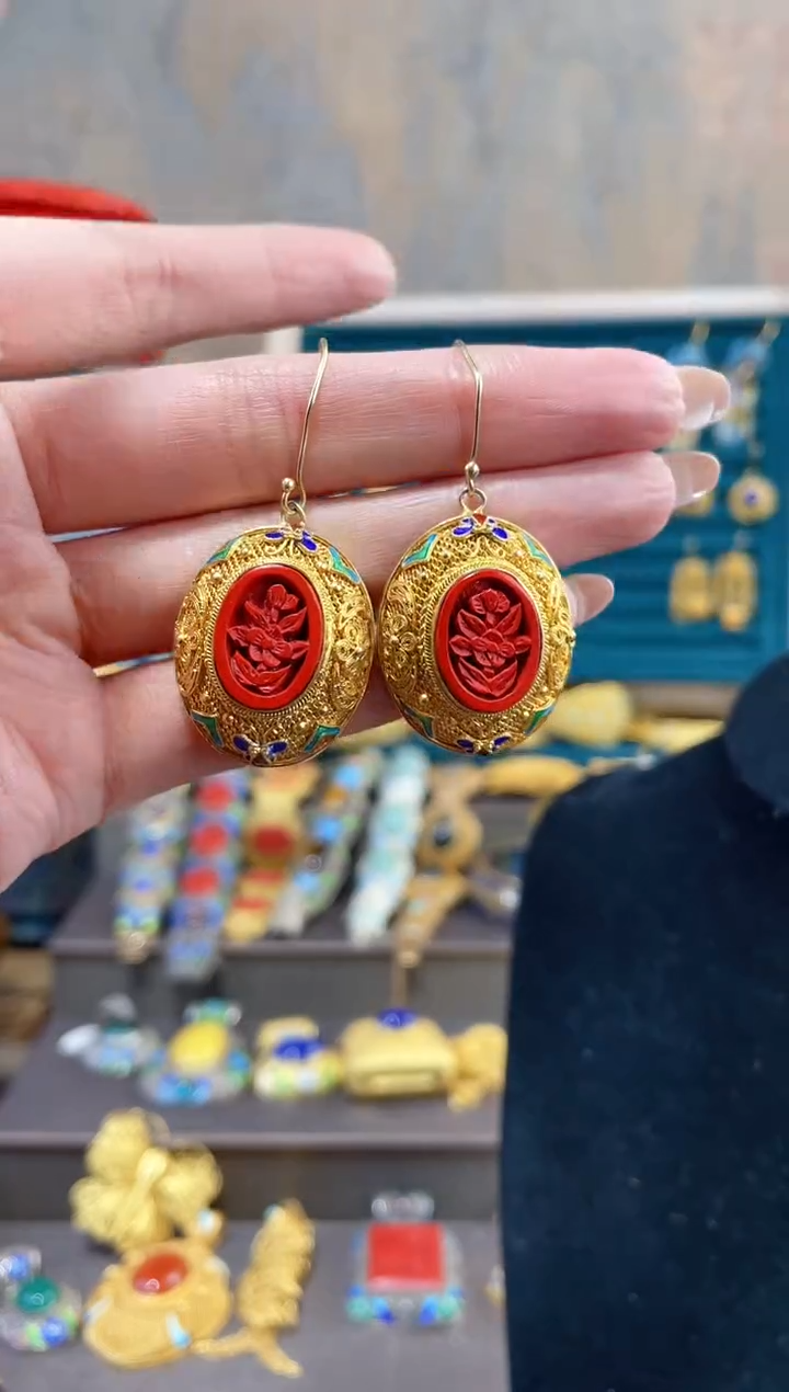 【闪购商品】非遗花丝镶嵌耳环漆片