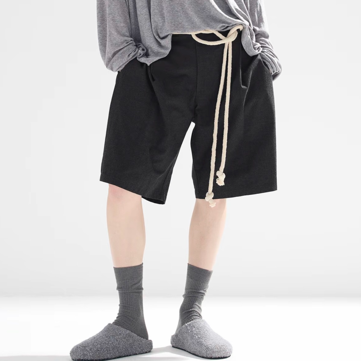 【夏季潮品】Epide Prefab 无侧缝麻绳束带百慕大极简短裤