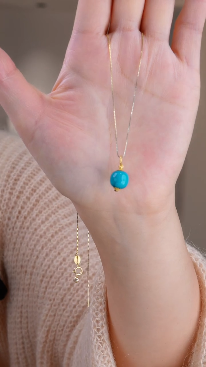 18K金镶嵌绿松石吊坠(不含链)多样性发货