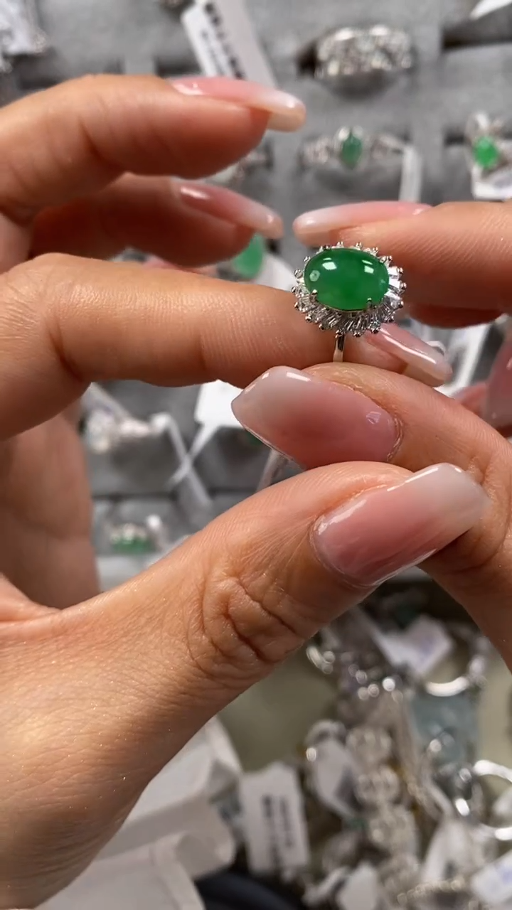 【闪购商品】翡翠戒指银S925镶嵌8603