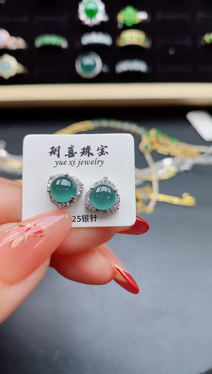 【闪购商品】翡翠耳饰银S925镶嵌321321