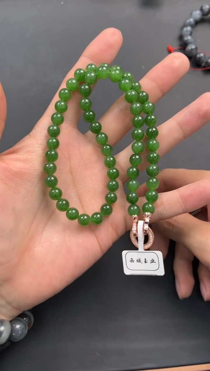 未镶嵌手串和田玉古*俄碧妈妈链卡8微色差