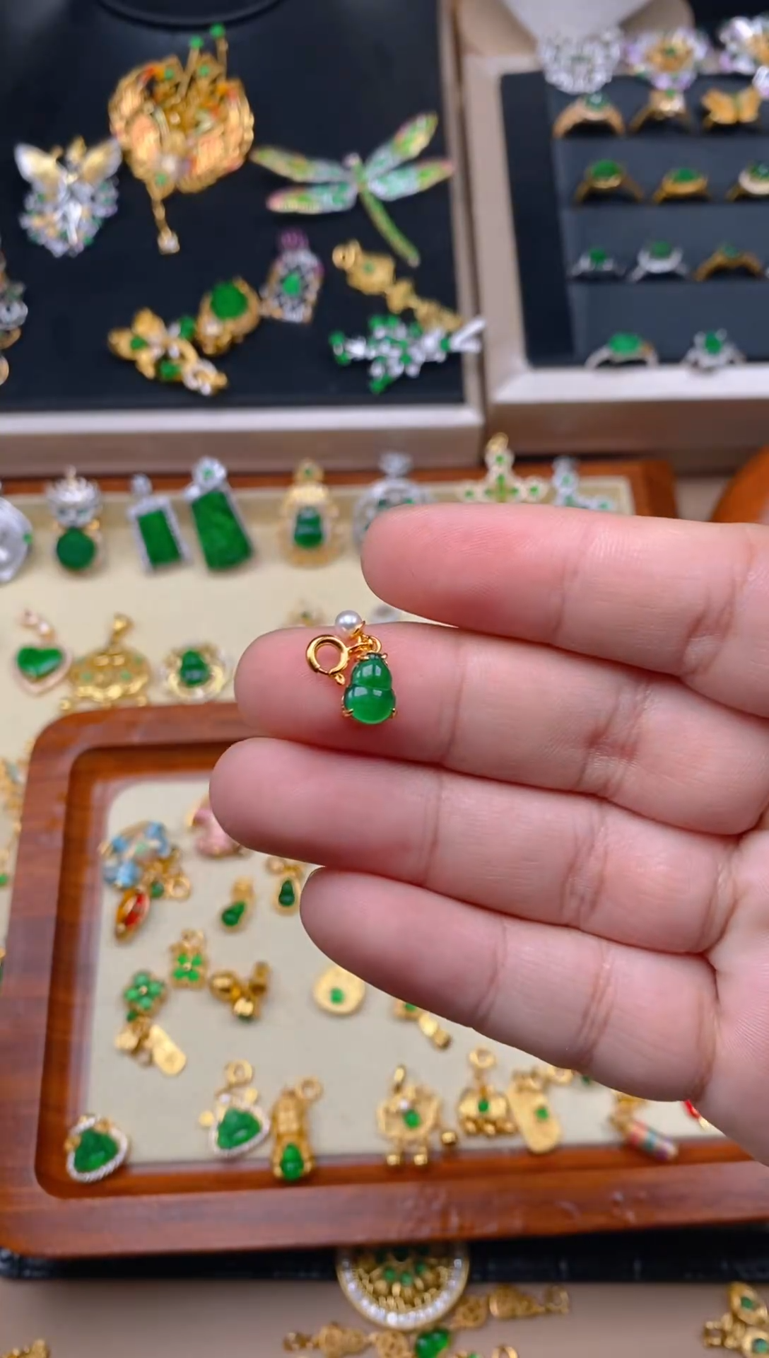 【闪购商品】翡翠吊坠(不含链)银S925镶嵌葫芦