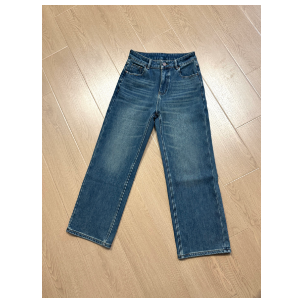 YLDYC牛仔蓝【四面弹法棍加绒】冬季简约百搭九分裤厚款极简风