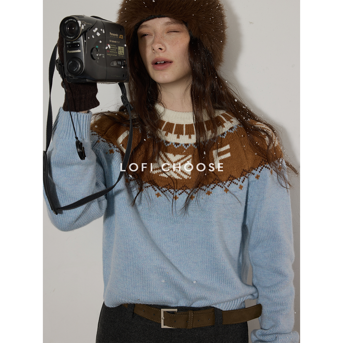 Lofi choose海盐焦糖！字母提花圆领套头针织毛衣