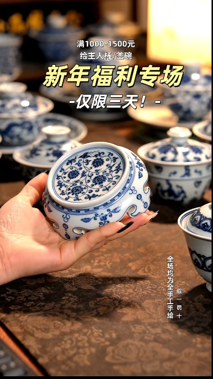 景德镇全手工手绘柴窑茶器福利