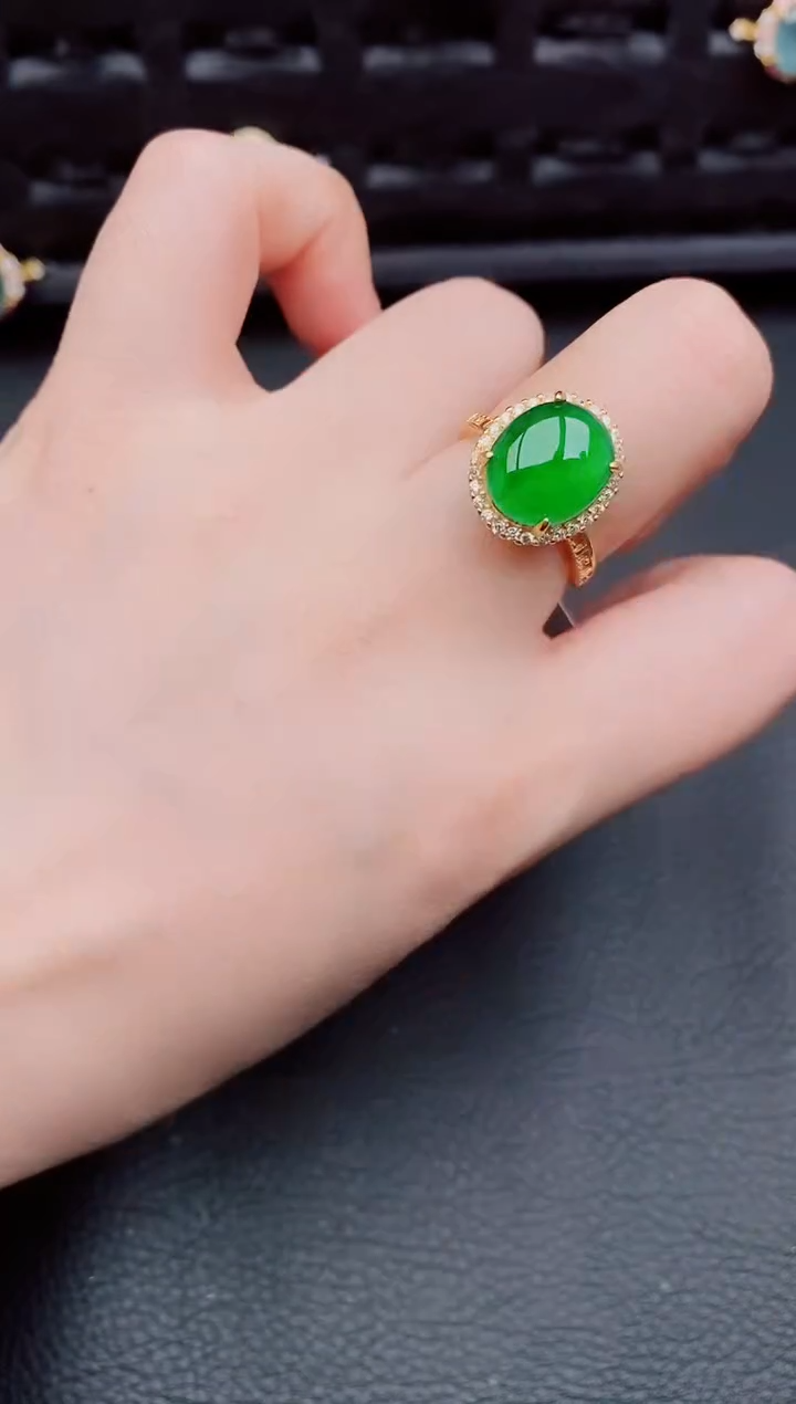 【闪购商品】翡翠戒指银S925镶嵌天然a货翡翠583