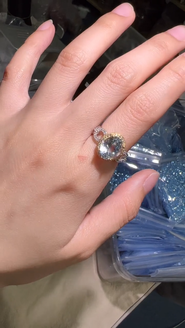 【闪购商品】海蓝宝石戒圈银S925镶嵌0117s024多样性发一