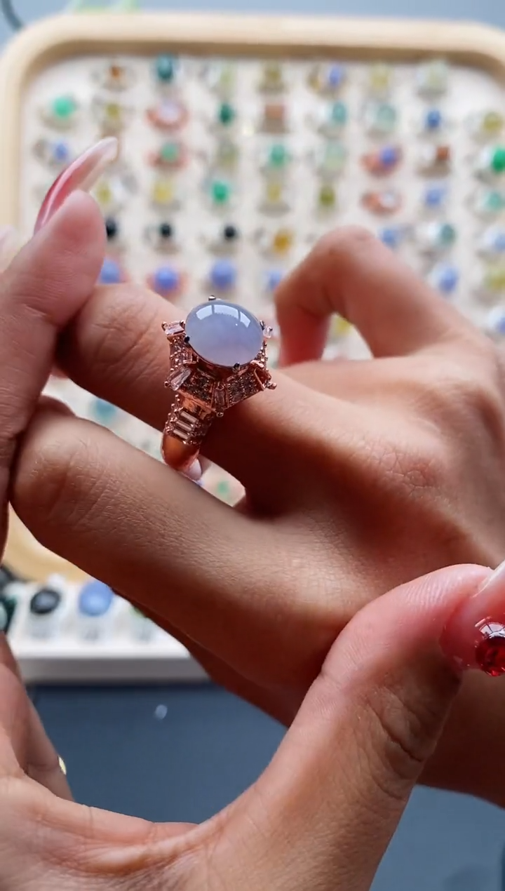 【闪购商品】翡翠戒指未镶嵌天然缅甸A货翡翠555 2+4