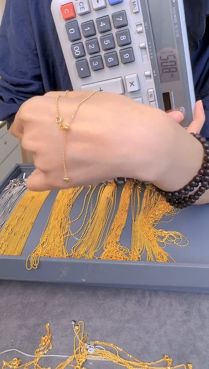 爱心抽拉切面珠链45cm 2.6g（多样性发货）