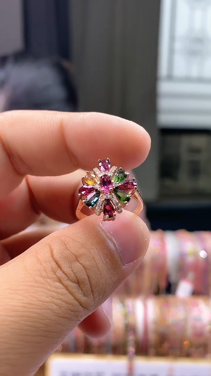 【闪购商品】戒指银S925镶嵌碧玺354345354343
