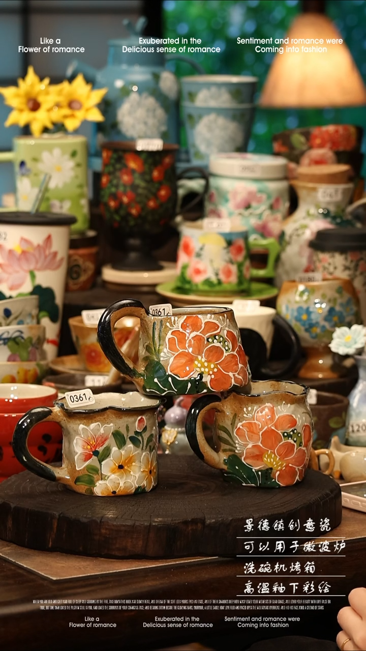 陶瓷随机一个景德镇高温釉下彩手工手绘款式@A0361@