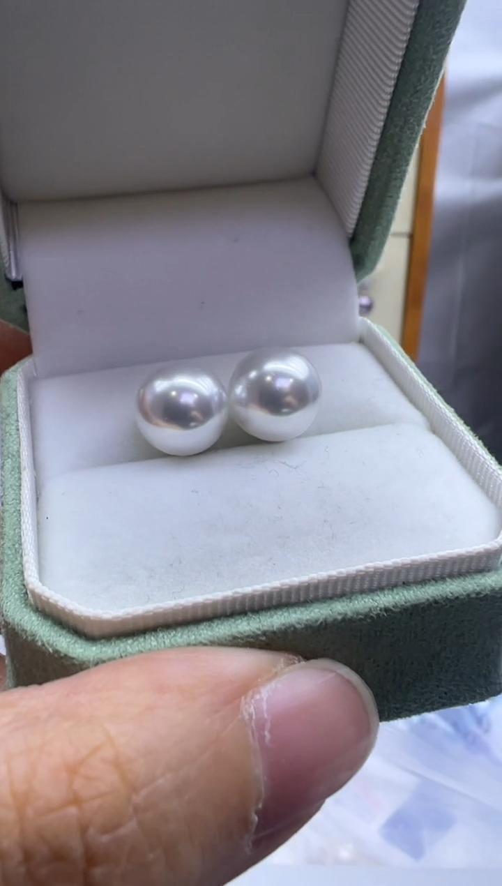 银S925镶嵌耳饰淡水珍珠耳钉