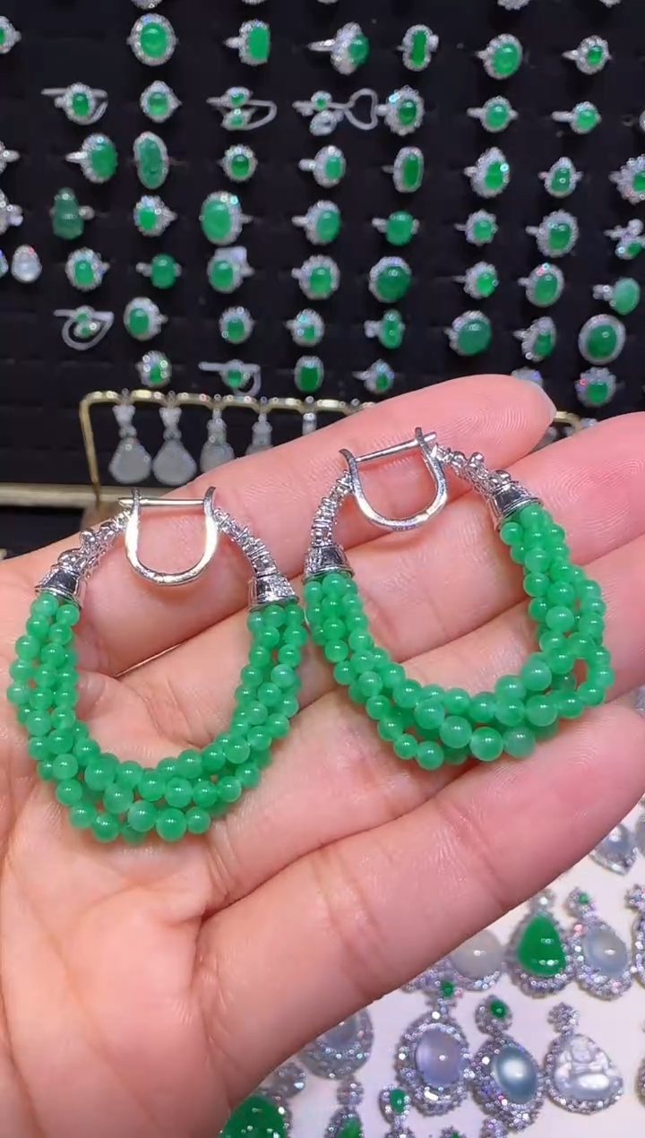 【闪购商品】翡翠耳饰18K金镶嵌戒指