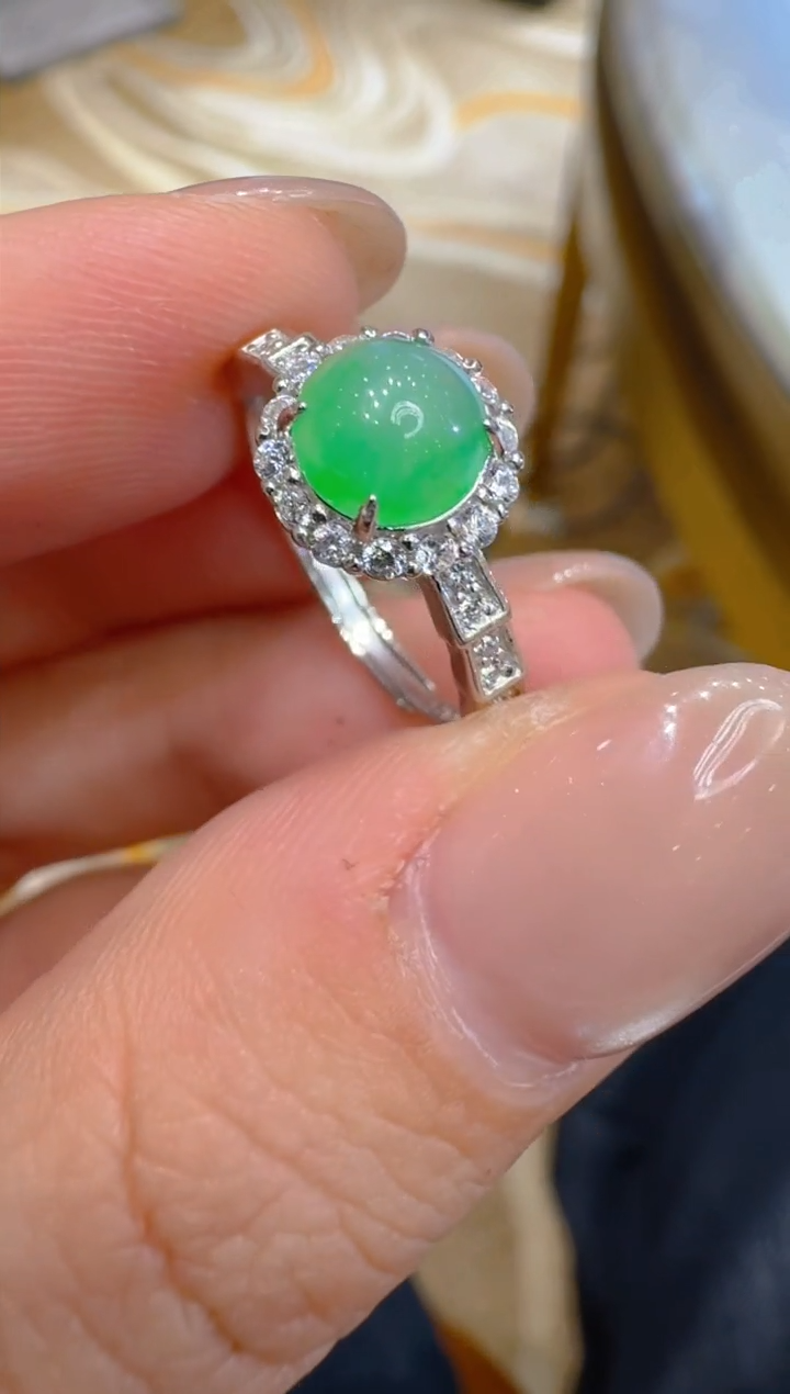 银S925镶嵌戒指翡翠多样性团购发一件