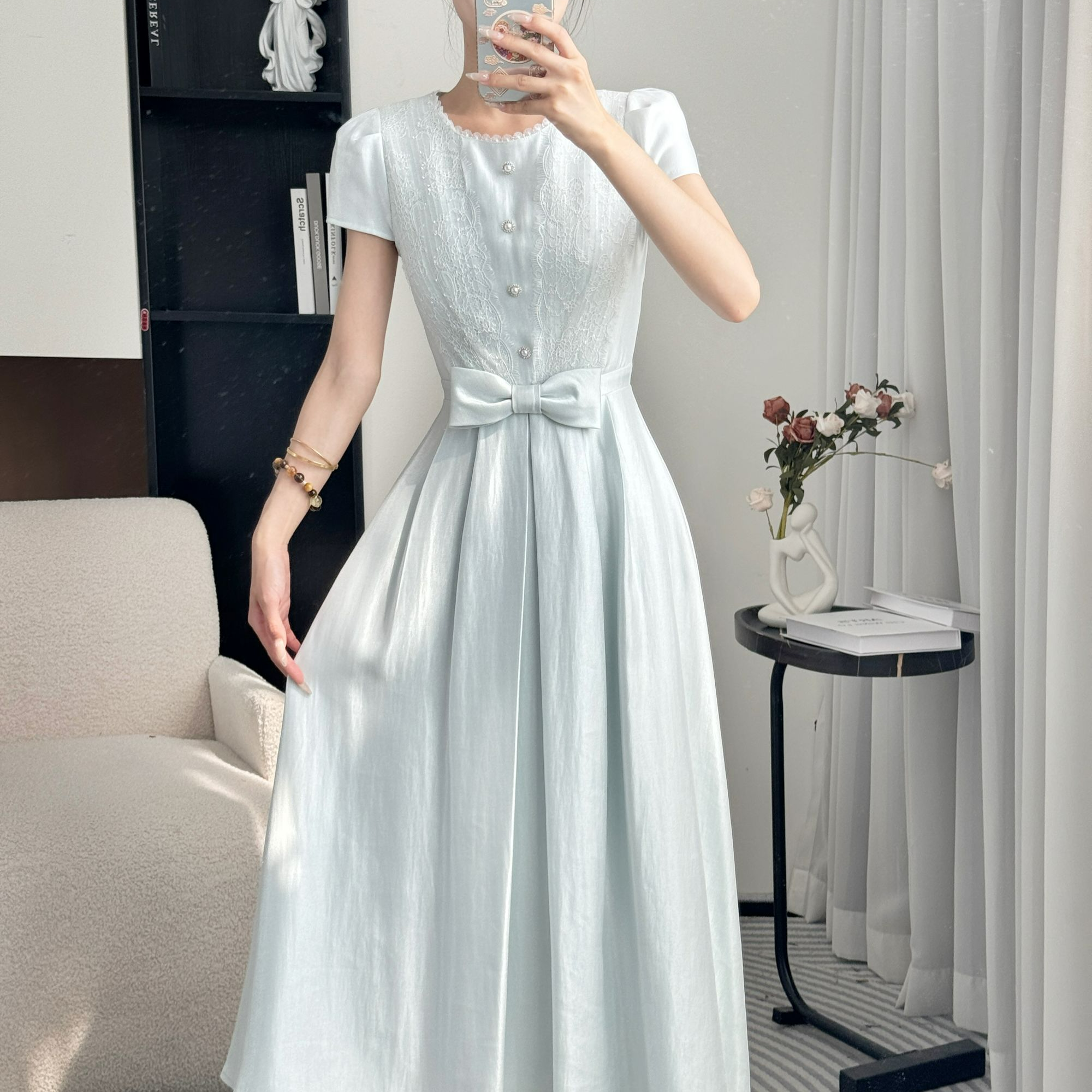 年终请沧25夏季法式轻奢财阀千金短袖连衣裙 10506 JJQC