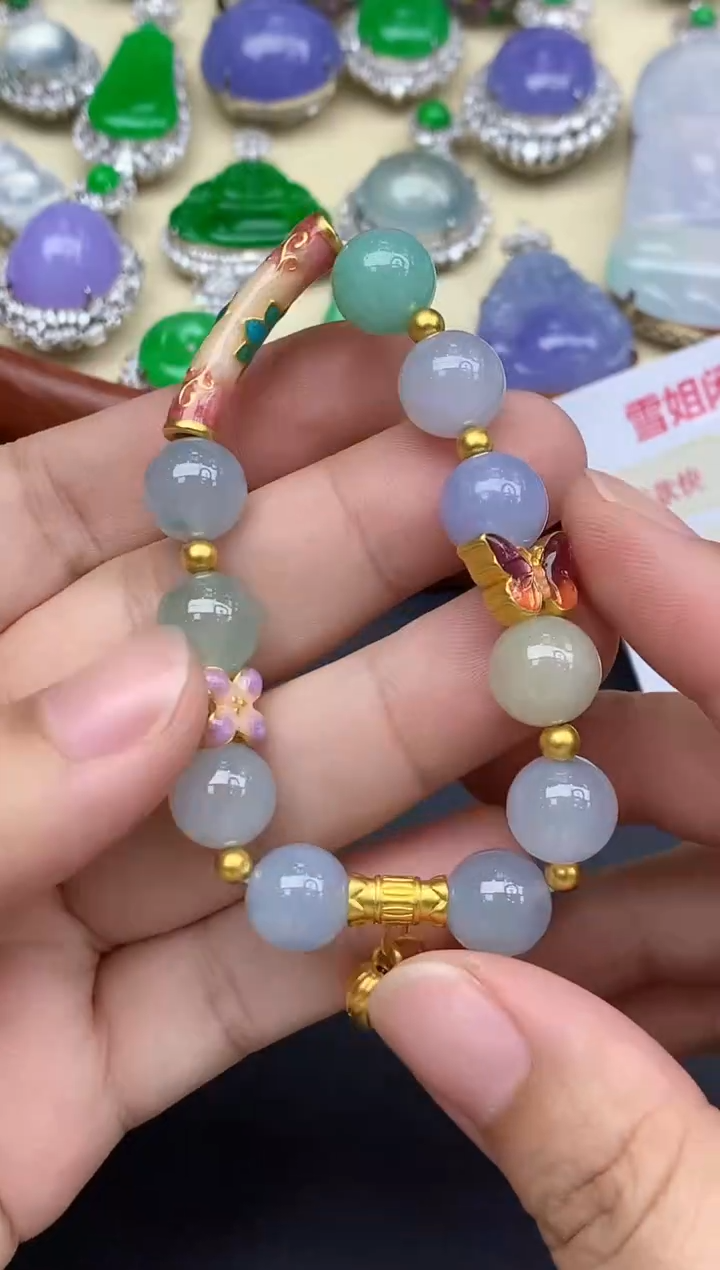 18K金镶嵌手链翡翠467-中国好珍宝