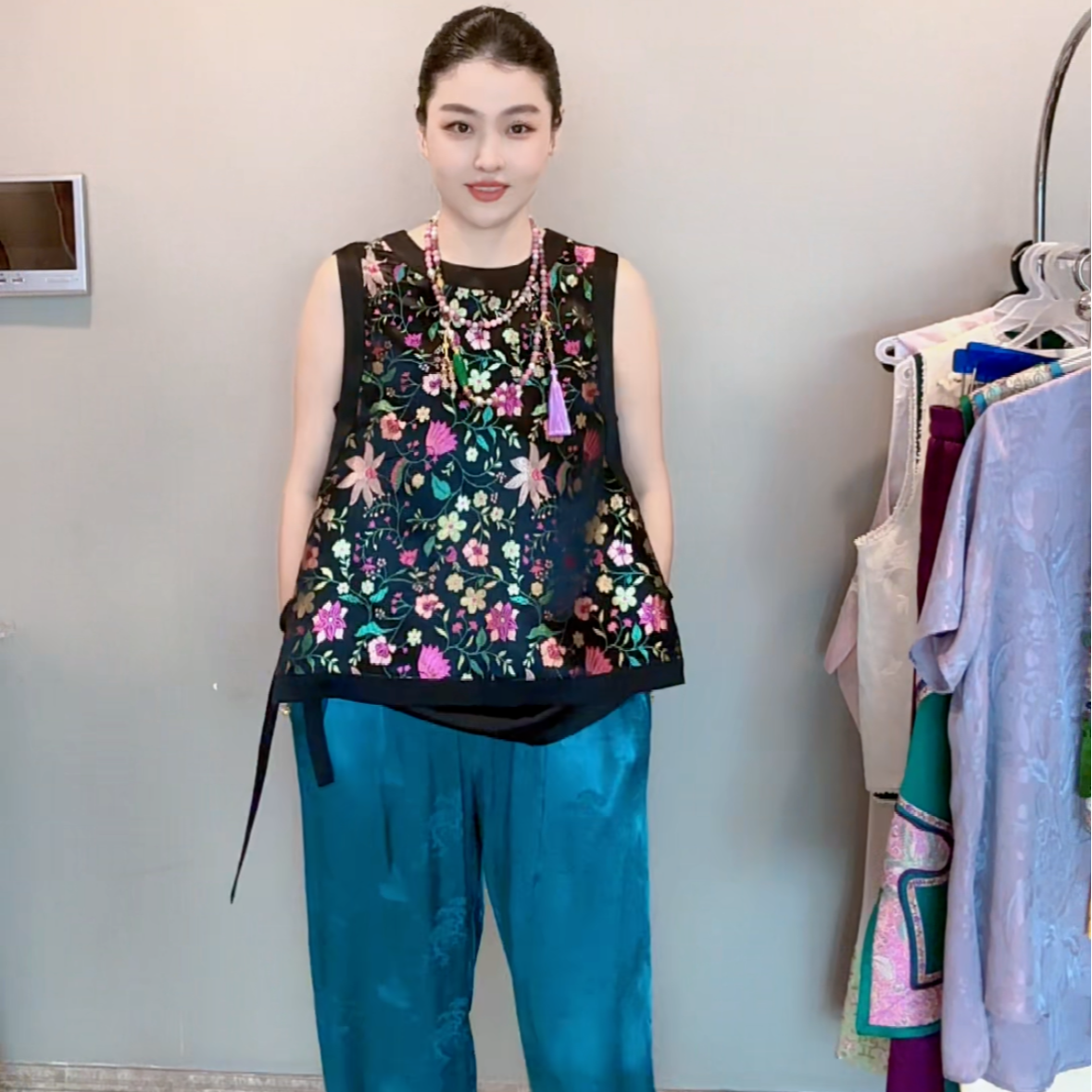 FL 9590 ｛花•无尽｝新中式织锦提花国风马甲民族风无袖时尚