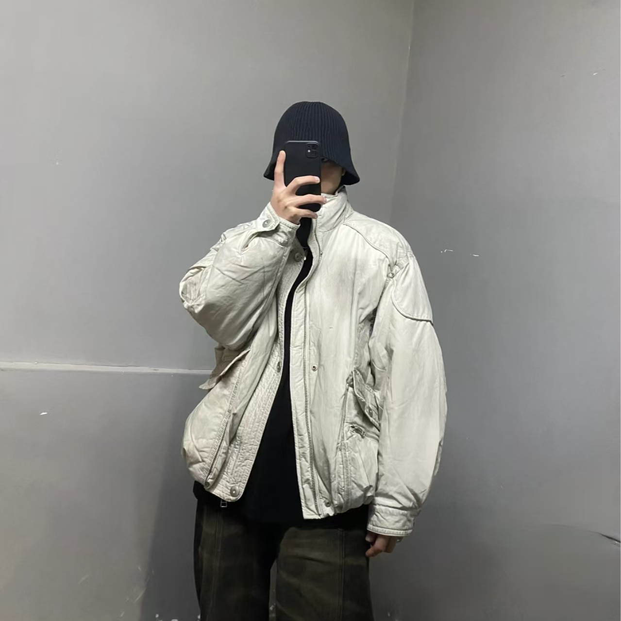 废土风水洗造旧羽绒服