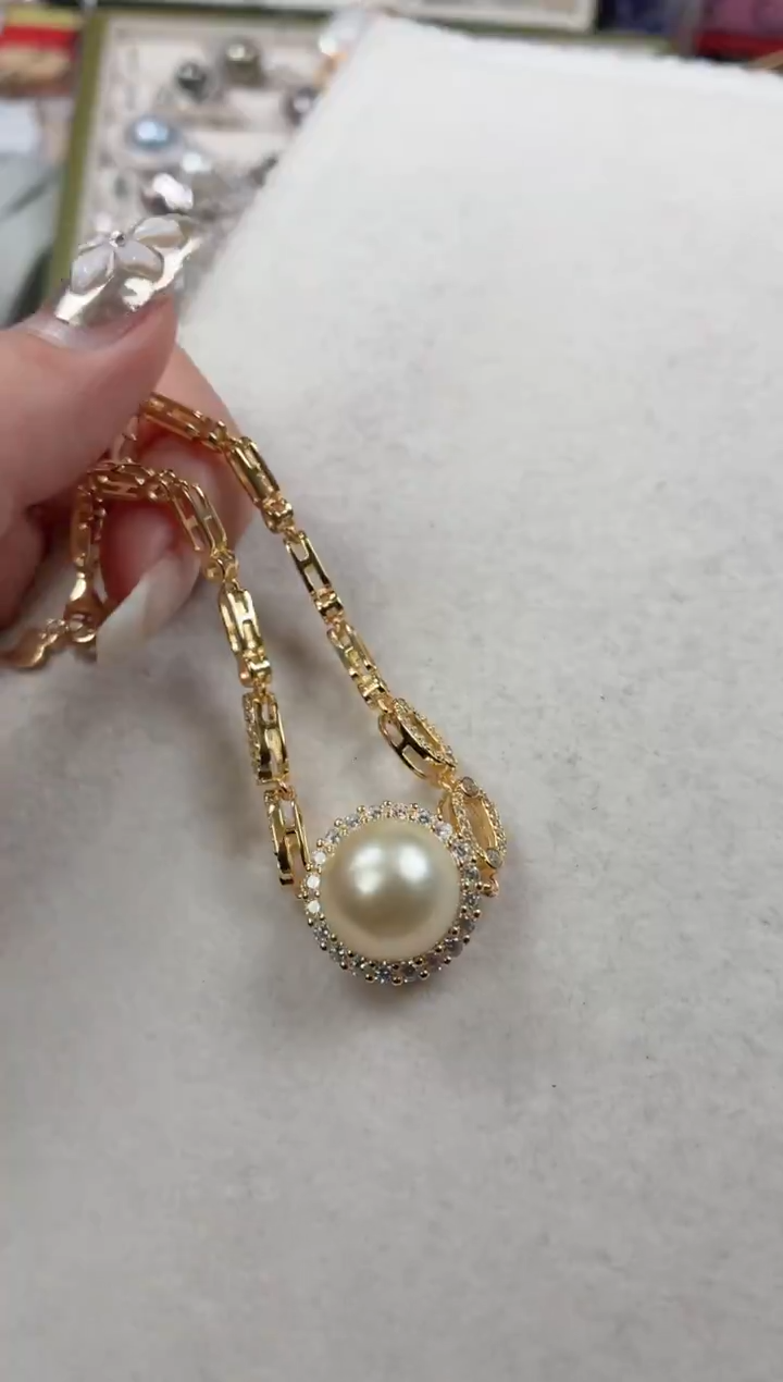 银S925镶嵌手链海水珍珠q450