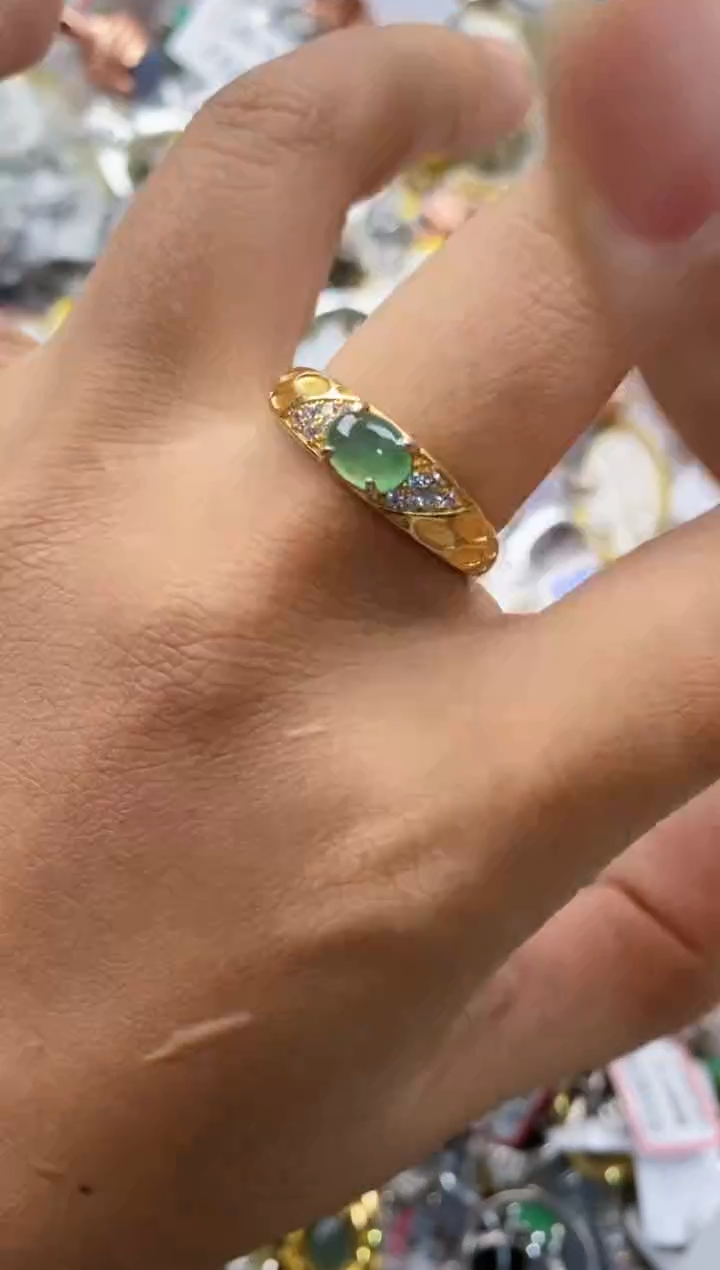 银S925镶嵌戒指翡翠888---1