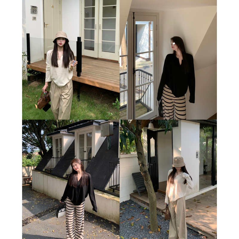 【NAMEROU】“维瓦尔秋季”天丝亚麻POLO领针织衫女早秋显瘦宽松上衣