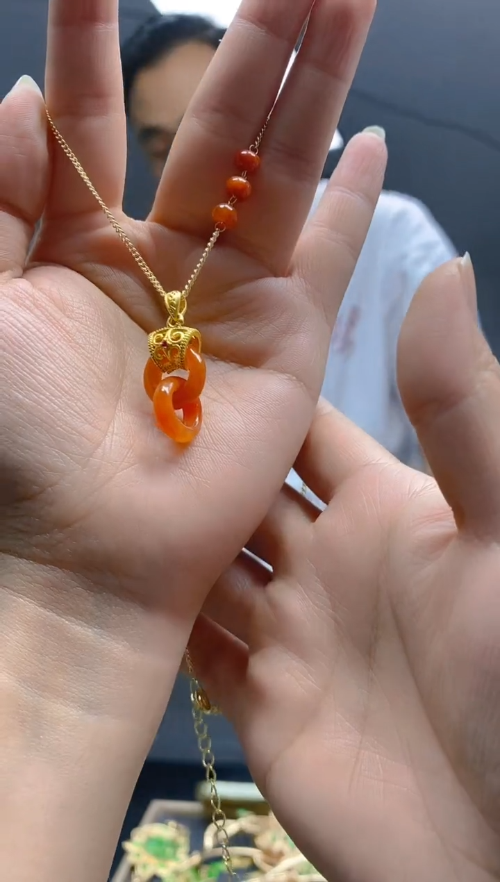 翡翠合金耳饰0470翡翠锁骨链