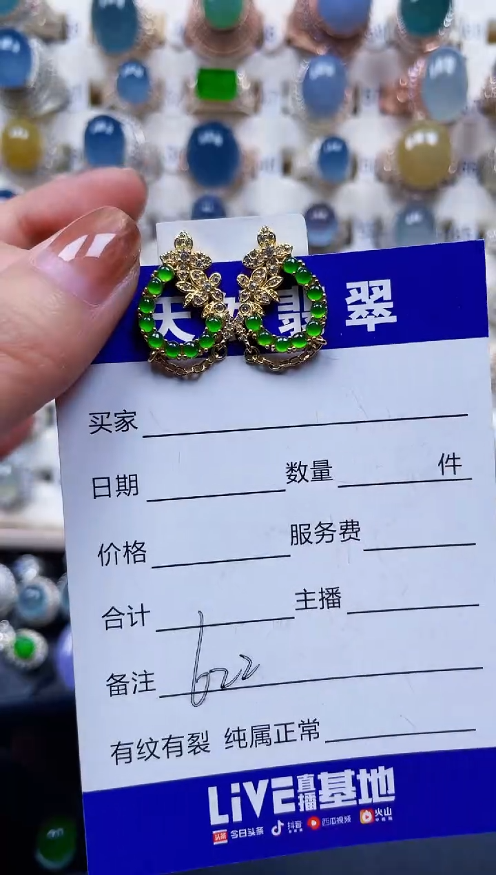 银S925镶嵌翡翠耳饰622