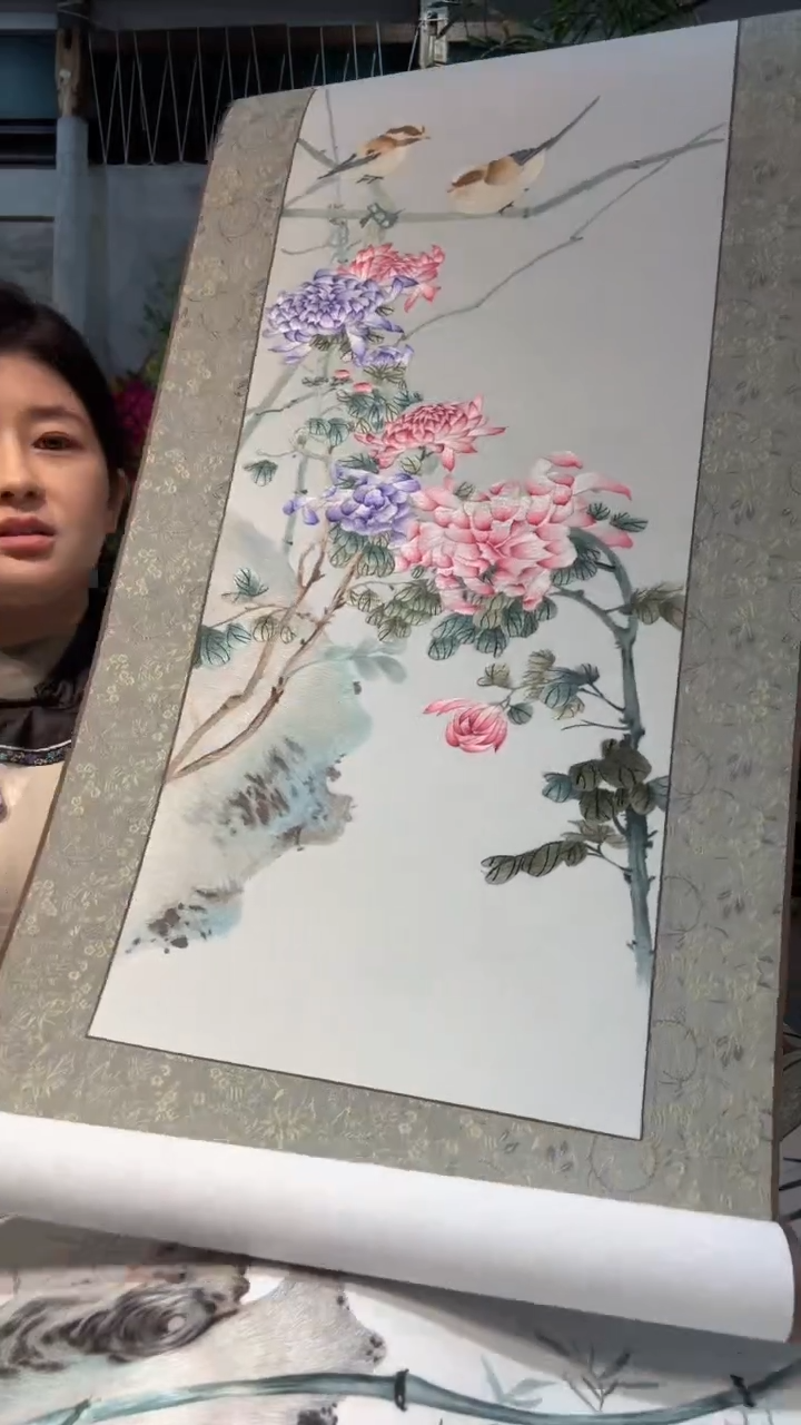 横款非遗刺绣手工装饰画绣片软表