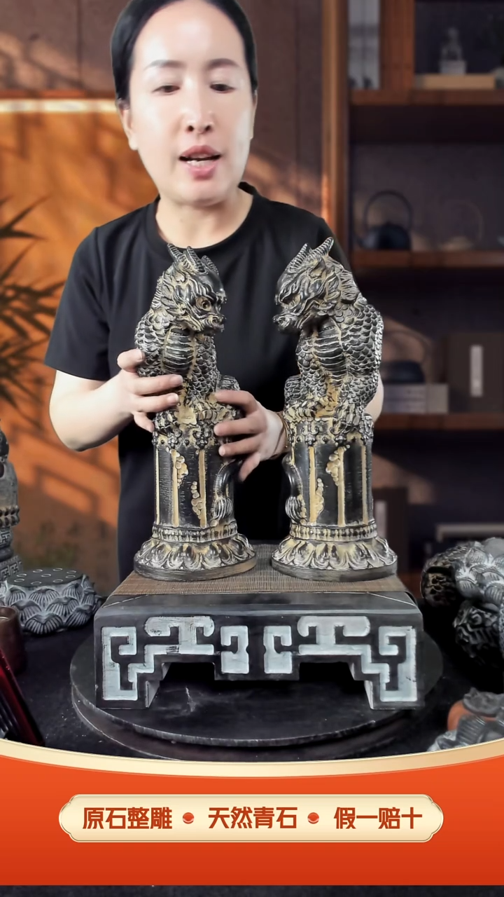 石材立柱麒麟一对青石雕刻