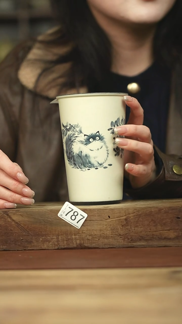 设计师手作款！！青花猫猫系列/可乐杯！！