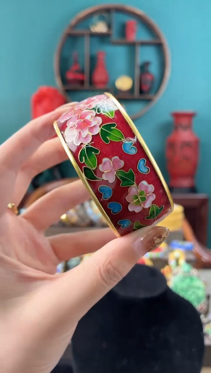  非遗景泰蓝轮胎镯子59-65暗红色