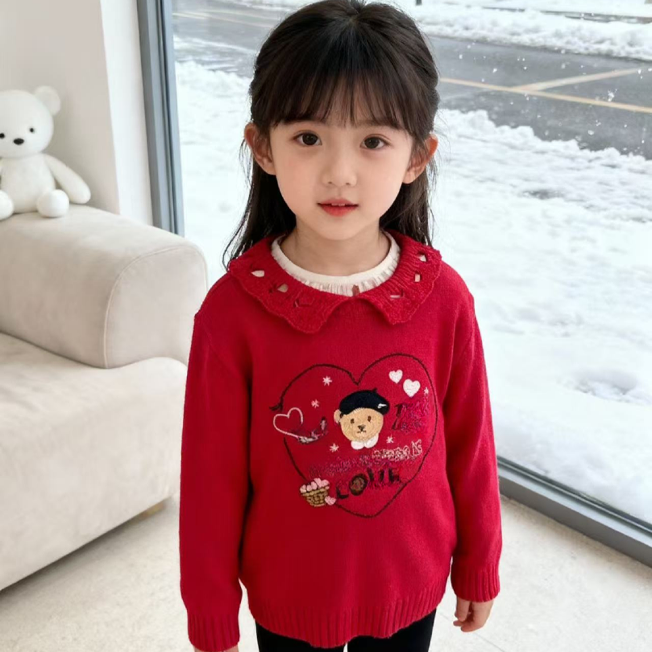 2427女童毛衣秋冬毛衣棉线毛衣