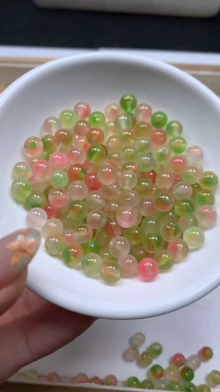 未镶嵌散珠玛瑙/玉髓C710 水蜜桃盐源6mm30个5.8元