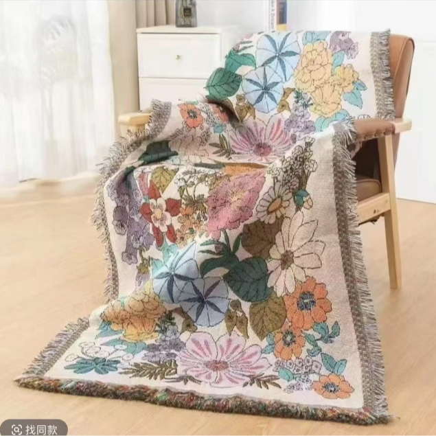 升级款加厚繁华 90*180cm 棉麻沙发巾 加厚加大 流苏款 