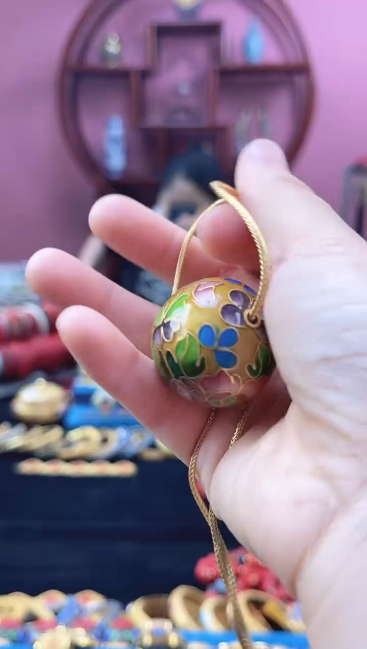 非遗景泰蓝3cm吊坠 金色