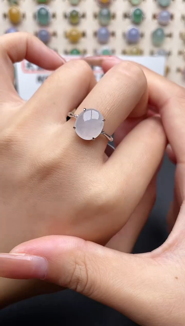 【闪购商品】翡翠戒指银S925镶嵌一物一证一礼盒