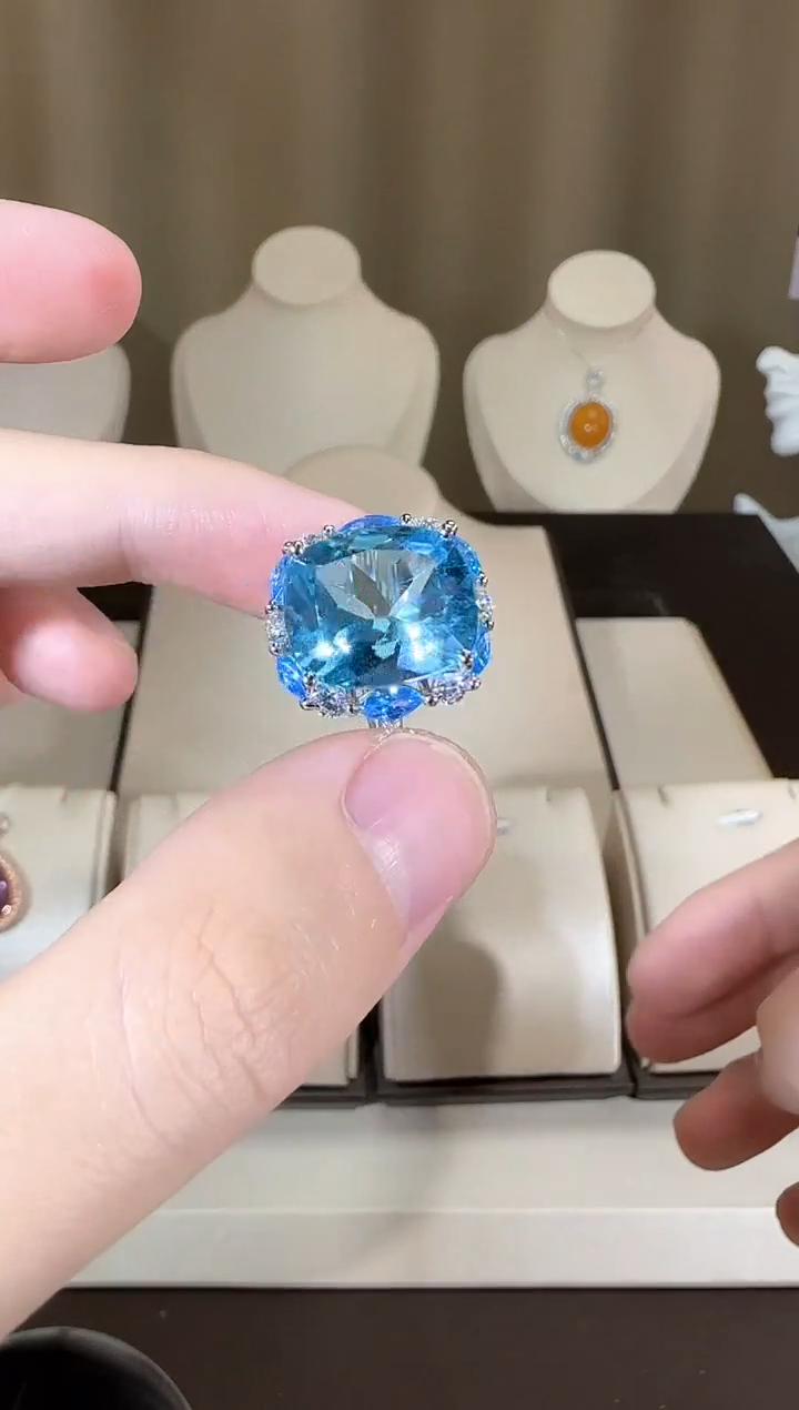 【闪购商品】托帕石戒指银S925镶嵌14*12mm设计款