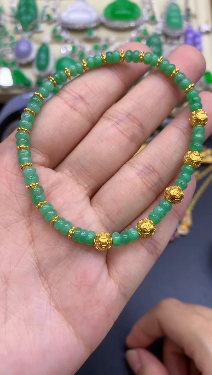 足金镶嵌手链翡翠221-中国好珍宝