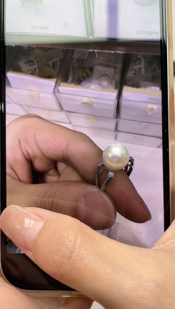 【闪购商品】海水珍珠戒指银S925镶嵌澳白热巴戒指