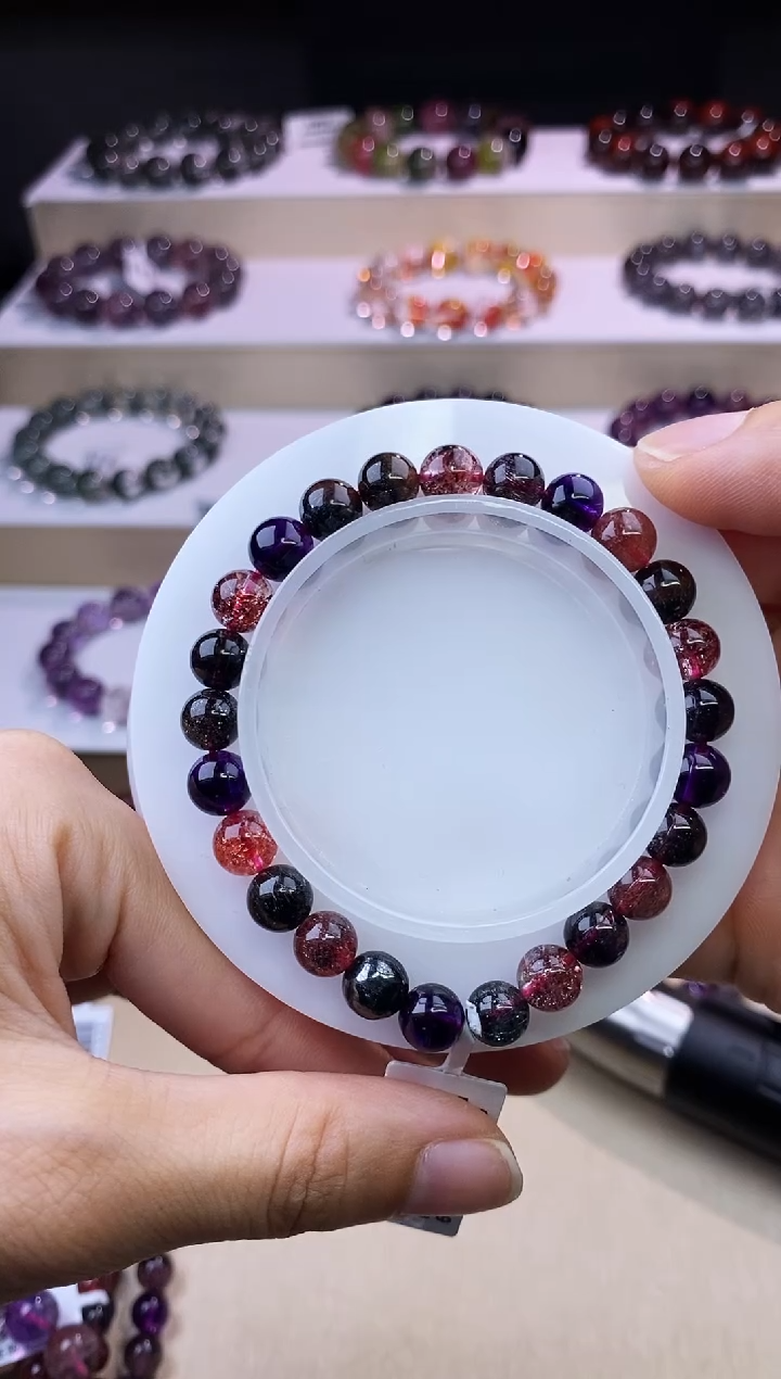 水晶手链未镶嵌黑加仑超七单圈7m+